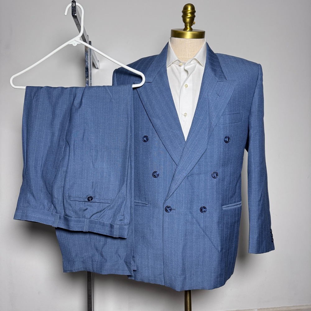 Bespoke Blue Double-Breasted Men's Suit